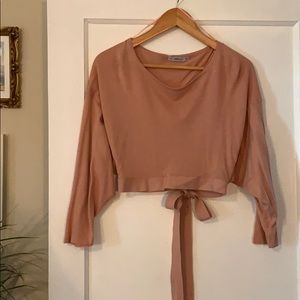 ZARA Knit tied waist crop with sleeves